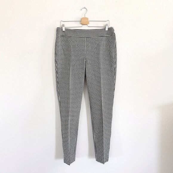 Talbots Bold Houndstooth Chatham Stretch Ankle Pant Black White Size 10 - Picture 2 of 12
